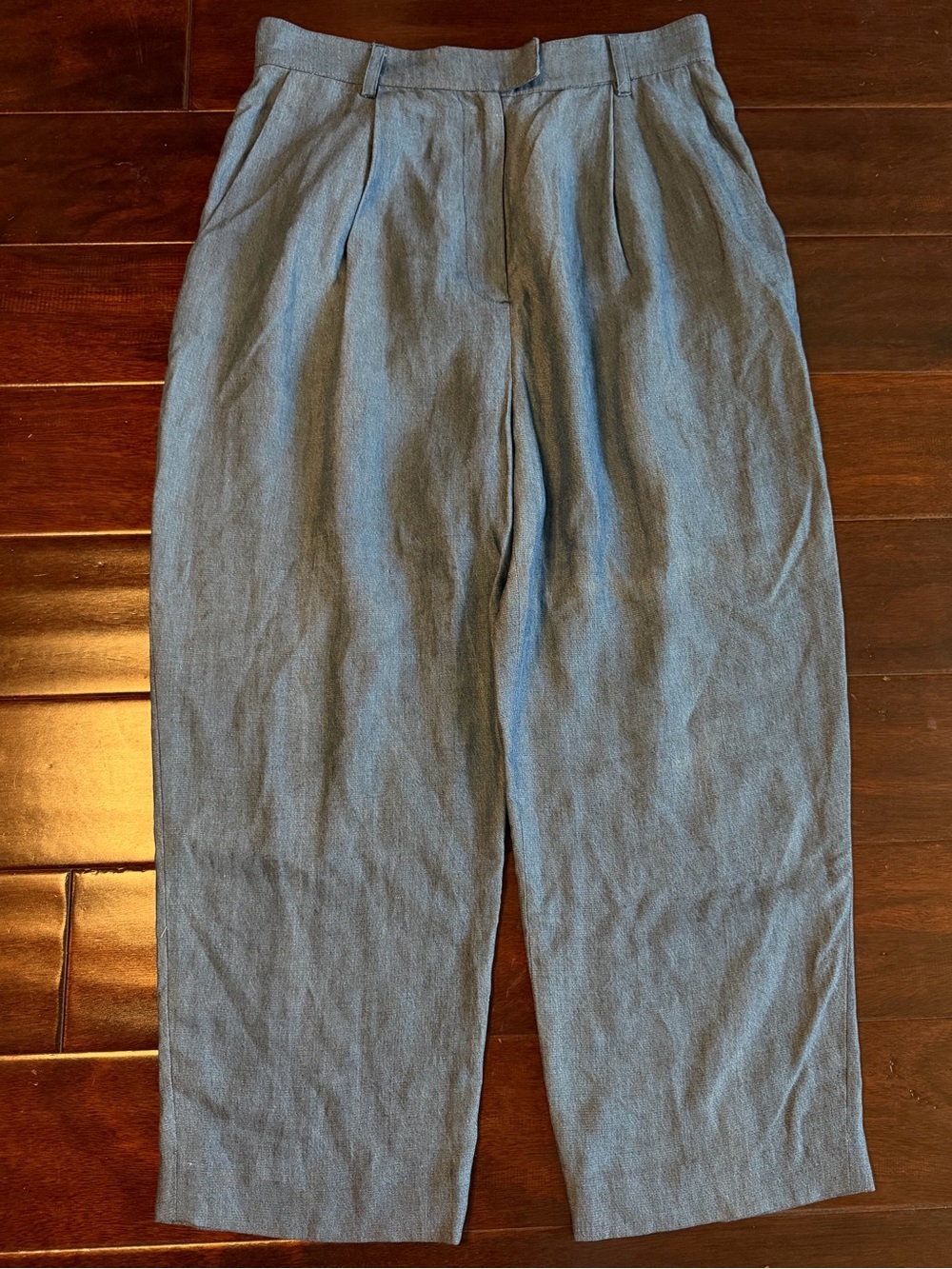 Mara Hoffman Tencel Linen Pleated High Rise Trousers Pants Chambray-Like Size 31